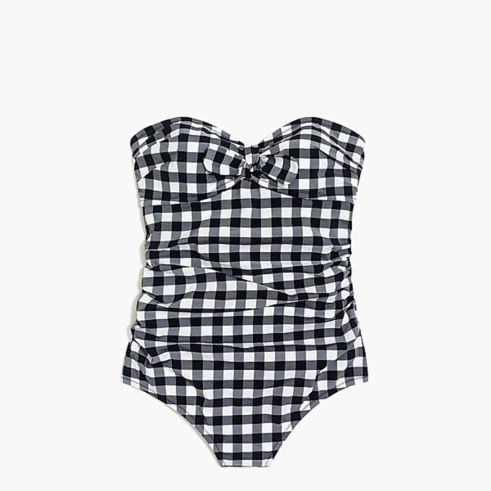 J. crew Tie-front bandeau swimsuit medium